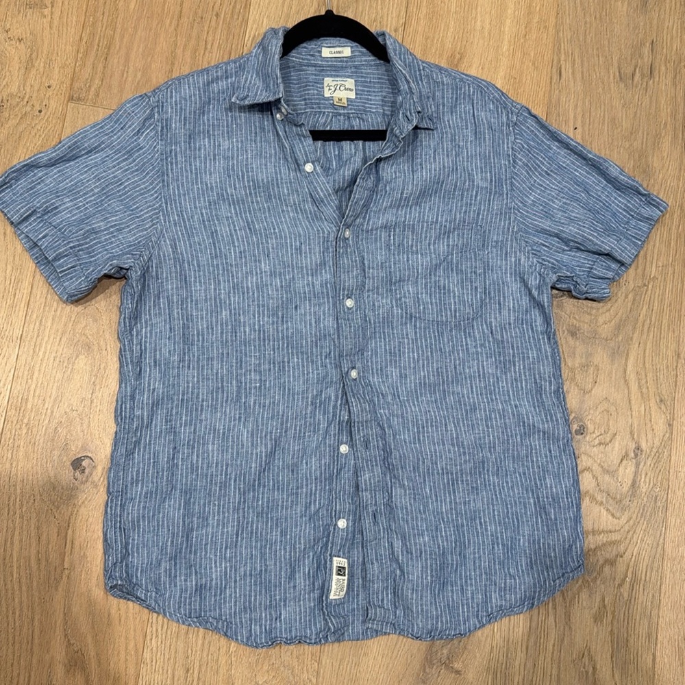 J Crew Irish Linen Short Sleeve Button Down Classic Fit Men’s Medium